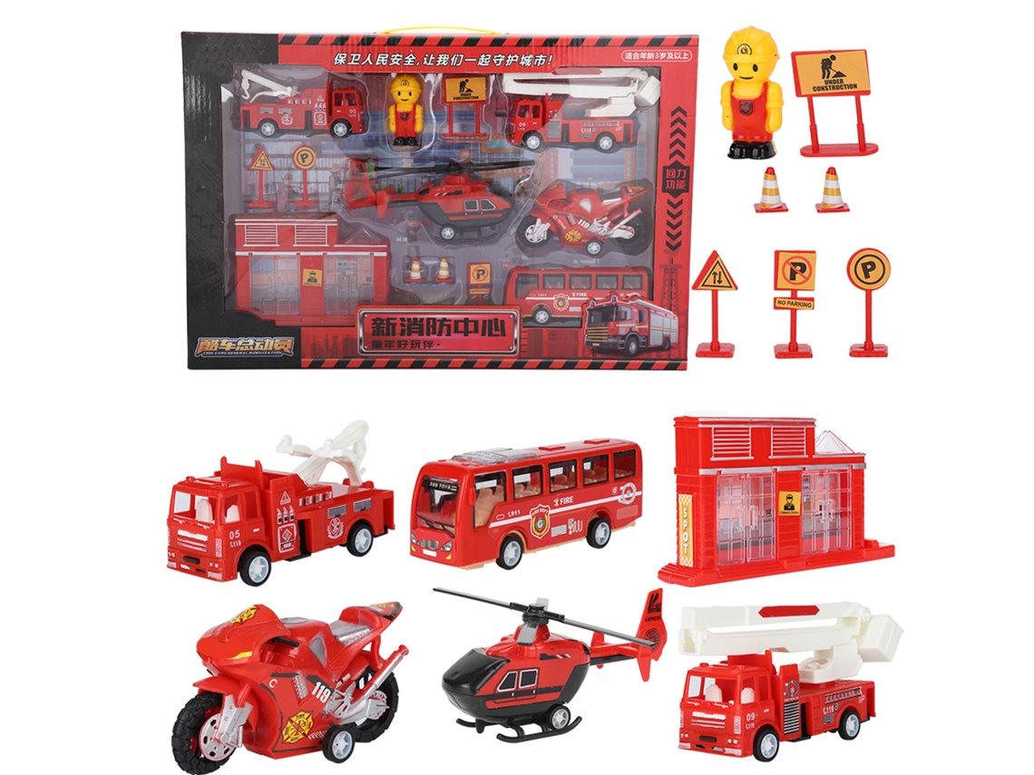 Mali brinquedo de Carro de Bombeiro com Braço Móvel e Acessórios Kit Educativo para Crianças 4 Anos+