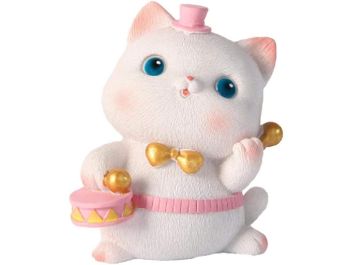 Figura De Gato Baterista Adorno Para Coche Bobble Head Resina Decoración De Pastel Accesorio