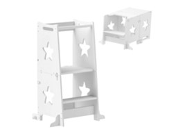 Torre De Aprendizagem 2 Em 1 Torre De Aprendizagem Para Crianças Convertível Em Mesa E Cadeira 60x44,5x86 Cm Branco