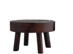 Taburete redondo de madeira natural, mini, suporte para vasos, de jardim, 3.5" de altura, marrom | S/MARCA