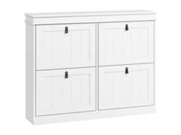 Sapateiro Estreito com 4 Portas Dobráveis e Prateleiras Ajustáveis para 20 Pares de Sapatos Anti tombamento, 105x24x82,5 Cm Ge