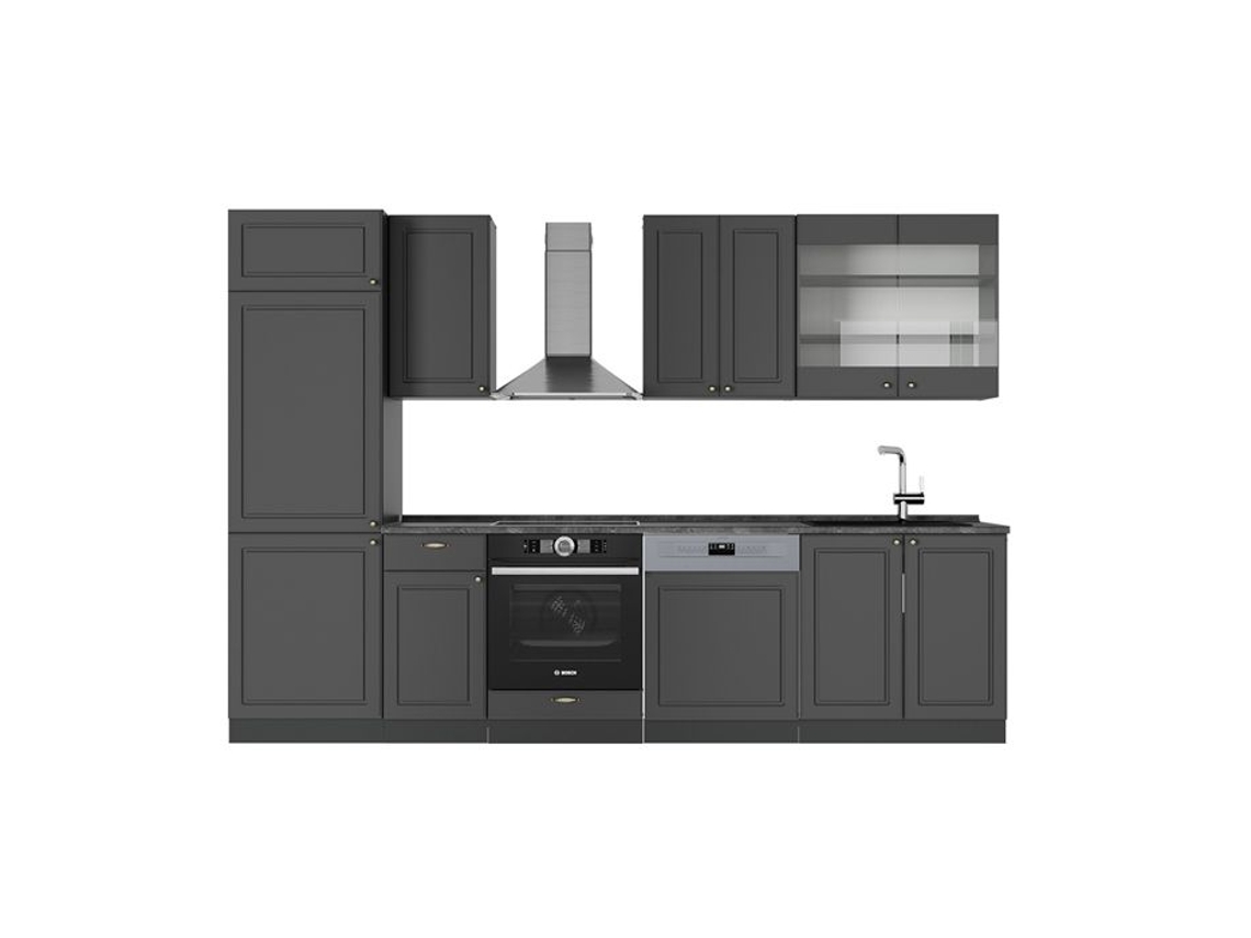 Cozinha Fame Line, 300cm Sem Pt, Anthrazit Dourado Landhaus, Antracite, Vicco