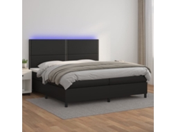 Vidaxl Cama Box Spring C/ Colchão/led 200x200cm Couro Artificial Preto