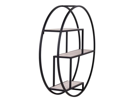 Prateleira redonda de madeira natural com moldura preta Ø 62 x 14 cm HOUSE NORDIC