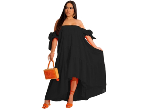 Vestido FYY Rodado Ombro Poliéster Preto (2XL)