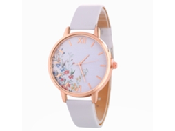 Relógio de Pulso Feminino Zhoulianfa de Quartzo com Pulseira de Couro Pu Branco