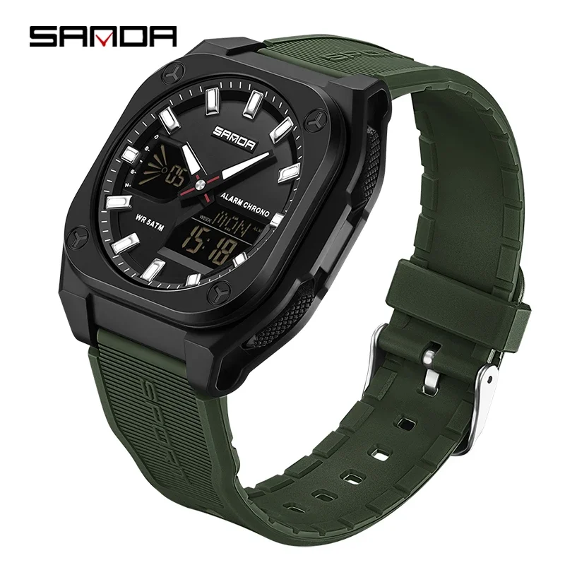 Relógio de Quartzo Masculino MDUG estilo militar esportivo à prova d'água (verde)