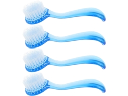 Conjunto de 4 escovas manuais de limpeza facial feitas de plástico e nylon.