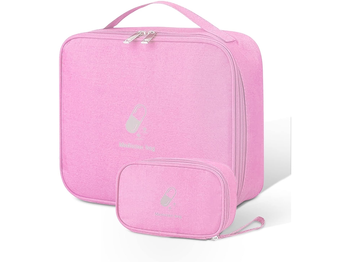 Kit de primeiros socorros Vazio, bolsa portátil à prova d'água para viajantes (rosa, x2)