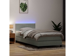 Vidaxl Cama Box Spring C/ Colchão E Led Cinzento-claro 90x220 Cm Veludo