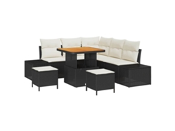 Maison Exclusive - Conjunto De Sofá De Jardim 8 Pcs Preto Rattan Sintético