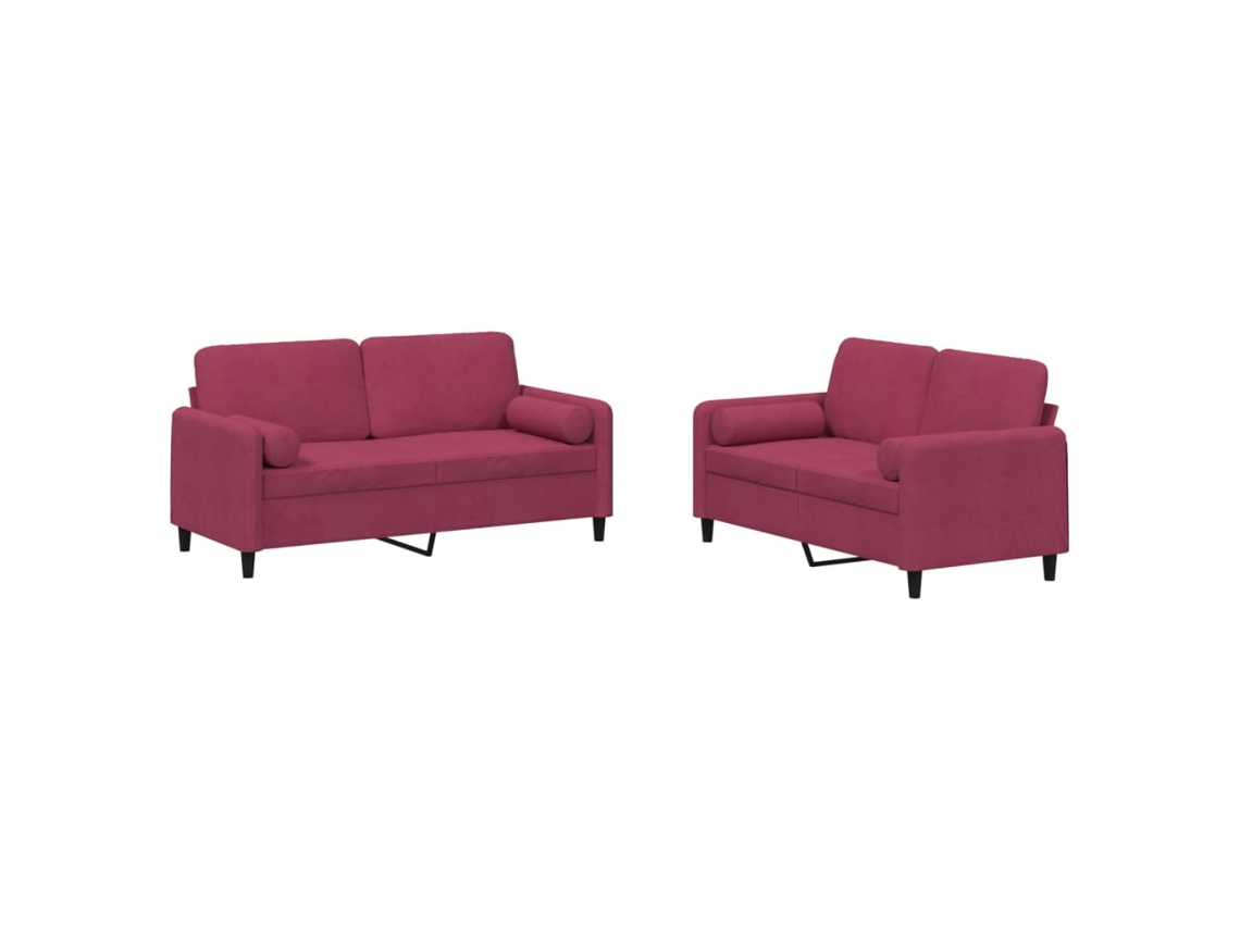 Conjunto de Sofás 2 Pcs Veludo Vermelho Tinto MAISON EXCLUSIVE