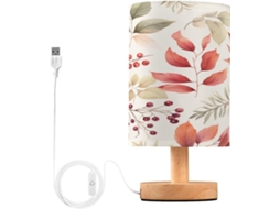 Abajur De Cabeceira Com Estampa Floral Em Aquarela, Portas De Carregamento Usb C, Luminária De Mesa Cabeceira, Luminária