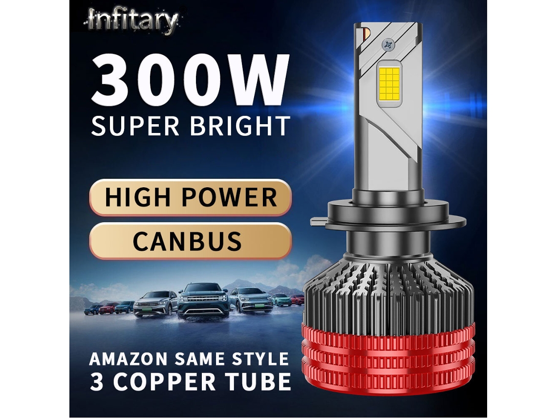 Lâmpadas Led Para Faróis De Automóvel H11-infitary Q6 30000lm 300w, Farol Alto-baixo, 6500k, Branco Brilhante