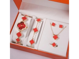 Conjunto de Presente Feminino com Relógio de Pulseira de Malha e Caixa Laranja SPQMENT