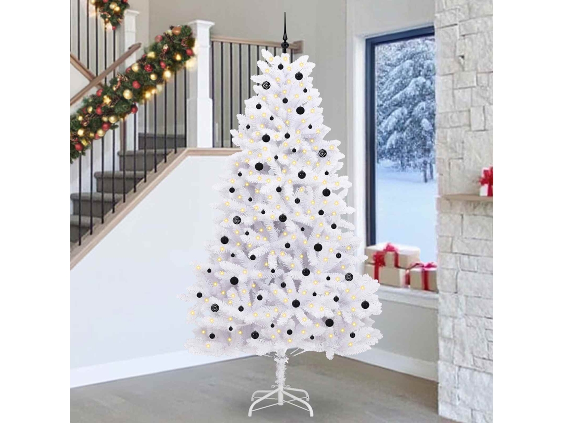 Vidaxl Árvore De Natal Articulada Artificial Branco 270 Cm Pvc E Aço