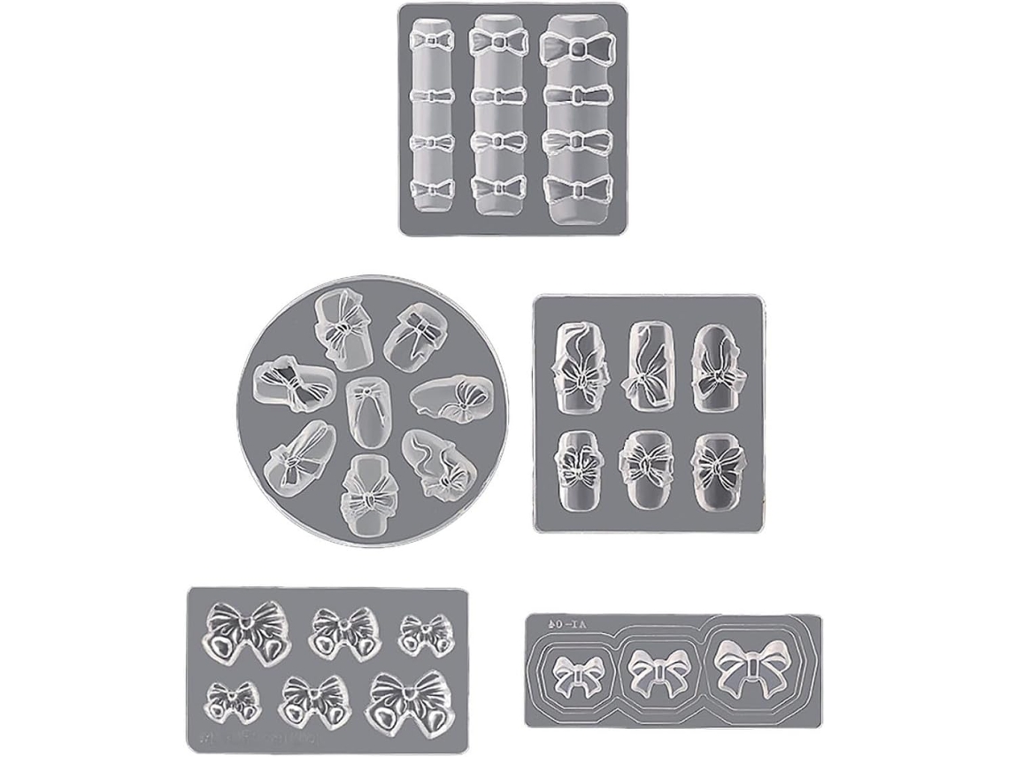Conjunto De 5 Moldes De Silicone Para Unhas, Ideais Para Decoração De Laços 3d.