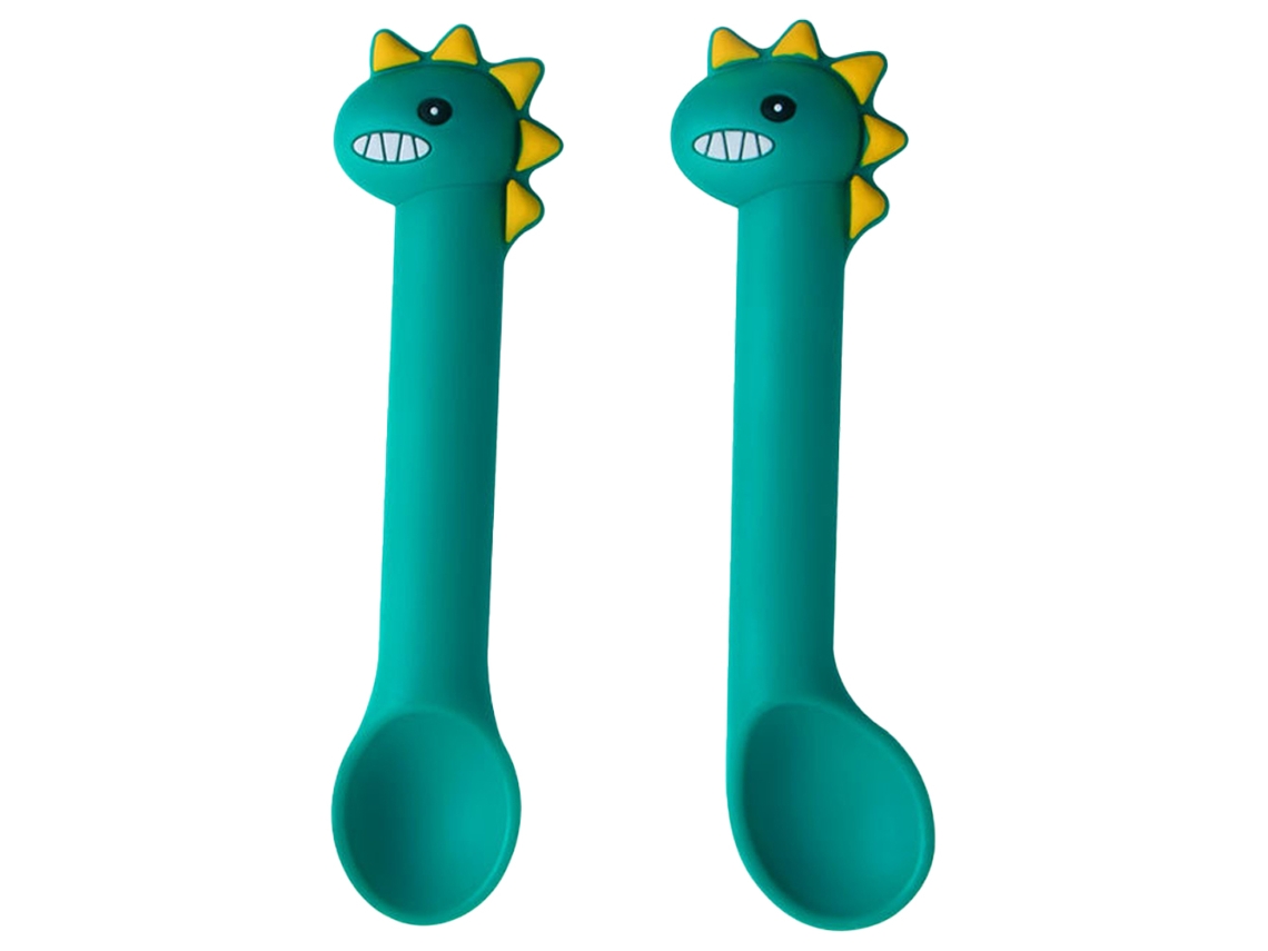 Conjunto de Colher e Garfo Utensílios de Silicone e Aço Inoxidável para Bebês NEVEANCE
