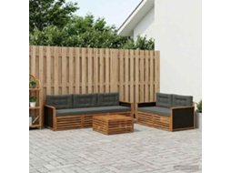 Vidaxl Conjunto De Sofás Para Exterior 6 Unid. Natural E Antracite