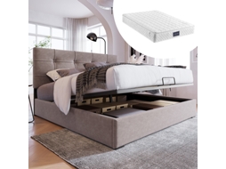 Cama Casal 140x200cm, Veludo, Estilo Moderno/Minimalista, Robusta, Durável, Design Prático, Fácil de Montar, Colchão Não Incluso