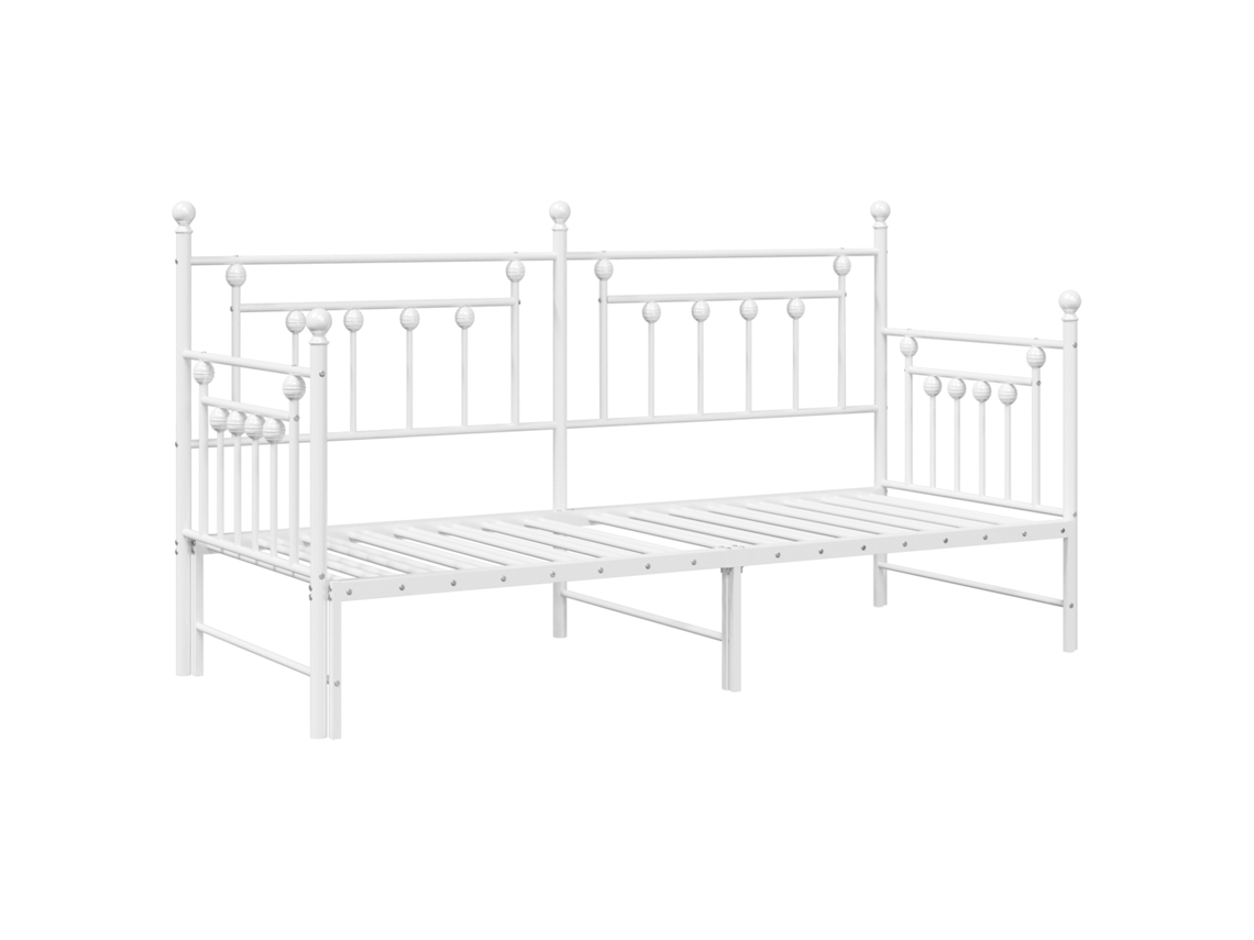 Conjunto 1 Estrutura De Cama De Dia Vidaxl Branco Aço Revestido A Pó (75 X 190 Cm)