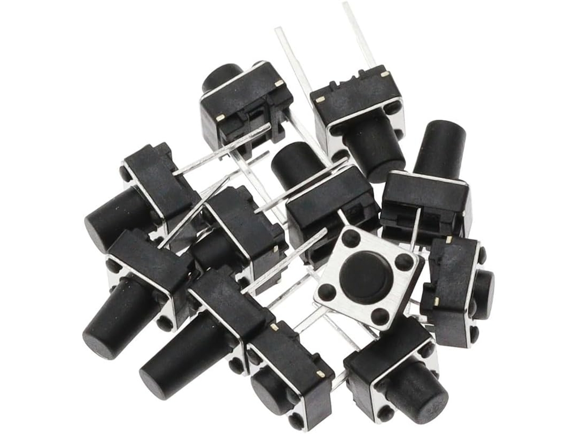 50 Botões De Pressão Cobre, 12v, 2 Pinos, Dip2, Smd, Microinterruptor De 6x 12mm