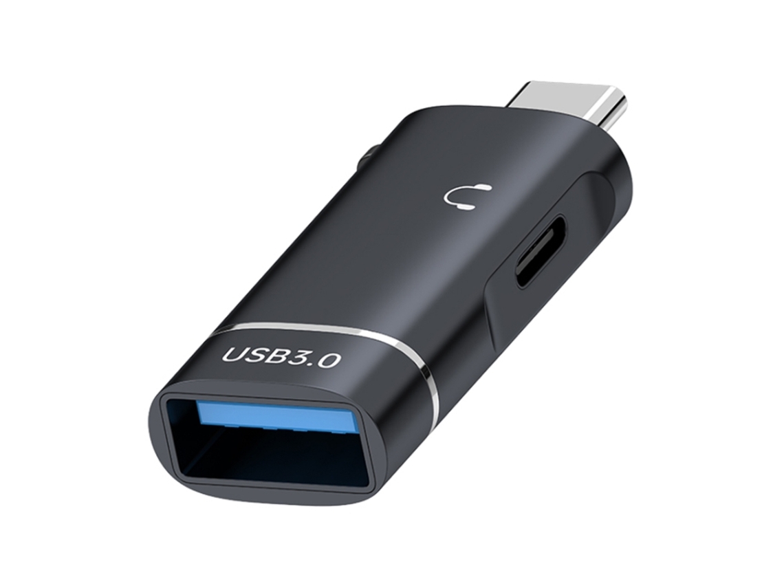 Adaptador 2 Em 1 Halinuia Tipo-c Para Usb + Entrada Áudio Tipo-c Multifunção