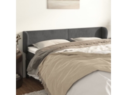 Cabecero con Alas de Terciopelo 163x23x78/88cm Gris Oscuro