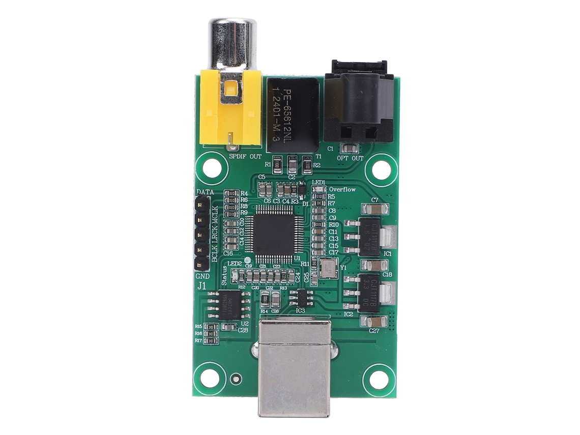 Módulo Controlador De Streaming De Áudio Usb Para Spdif Óptico I2s 24 Bit 192k