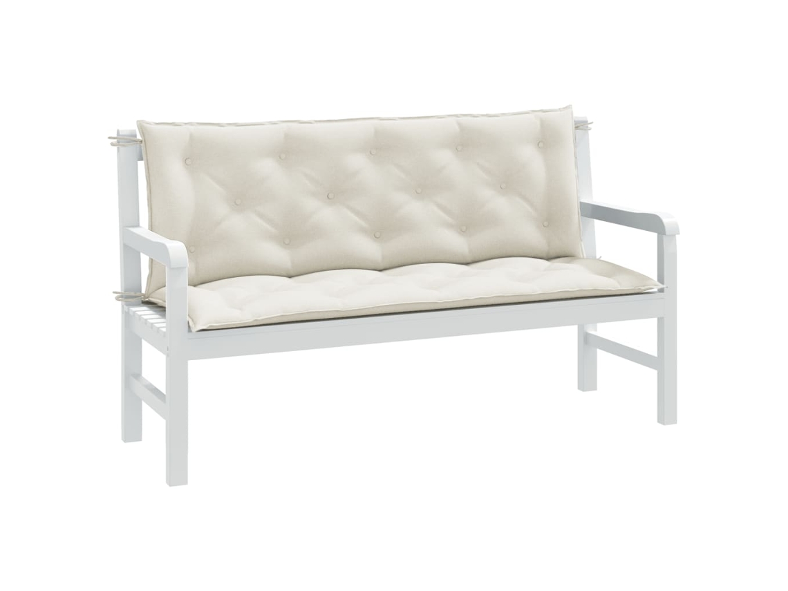 Vidaxl Almofadões Banco Jardim 2pcs 150x50x7 Cm Mesclado Tecido Creme