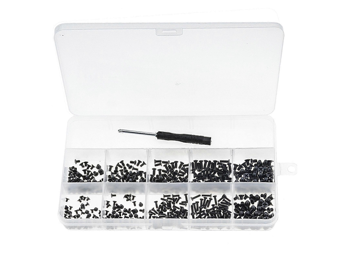 500 parafusos de aço carbono revestidos com zinco negro M2 M2.5 M3 para notebooks com caixa de armazenamento | S/MARCA