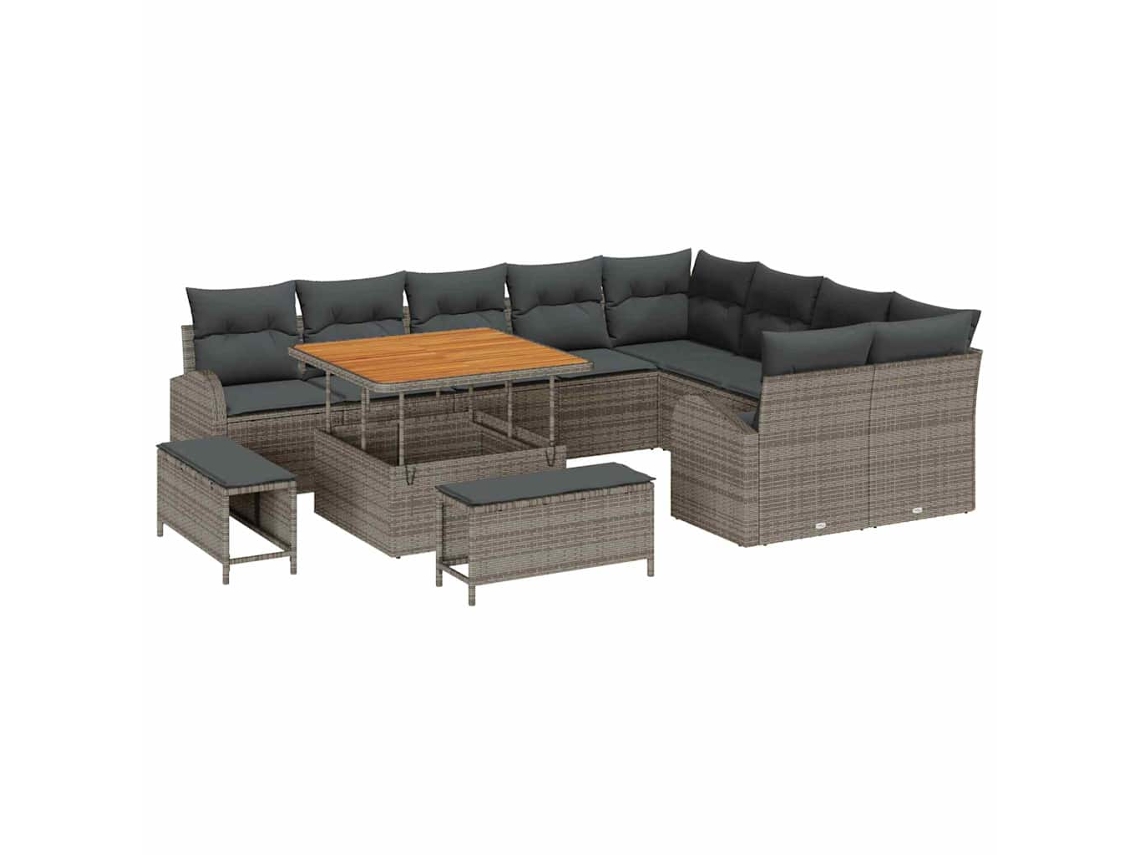 Maison Exclusive - Conjunto De Sofá De Jardim Com Almofada 12 Pcs Cinzeto Vime Pe