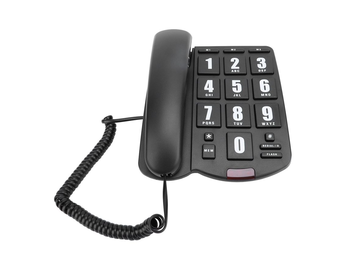 Teléfono fijo con cable para personas mayores, botones grandes, marcación rápida, volumen ajustable | S/MARCA