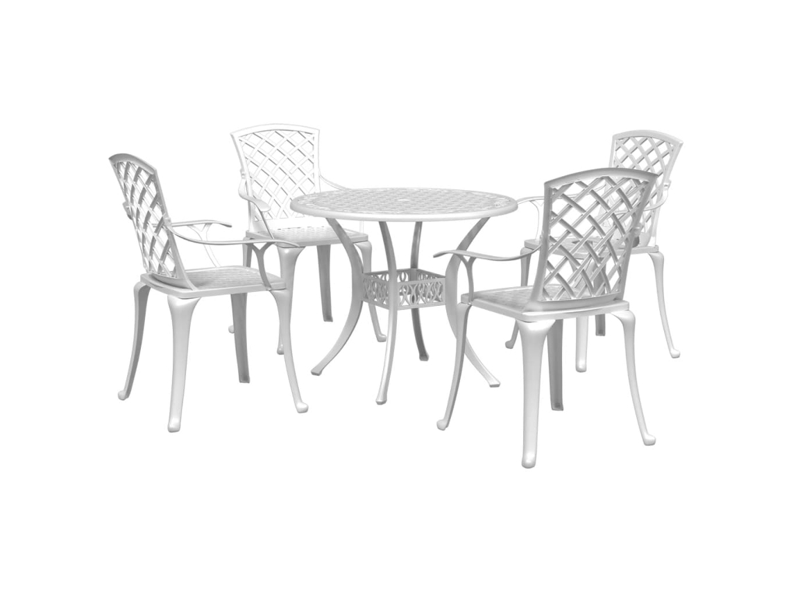Pcs Conjunto De Jantar Para Jardim Alumínio Fundido Branco Dkd Home Decor