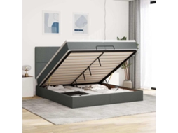Vidaxl Estrutura De Cama Otomana Com Colchões Tecido Cinzento Escuro