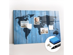 Quadro Magnético Decorativo Mapa-múndi Em Tábuas Para A Cozinha Espelharte (90x60 Cm)