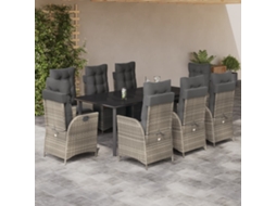Vidaxl 9 Pcs Conjunto De Jantar P/ Jardim C/ Almofadões Cinzento Claro