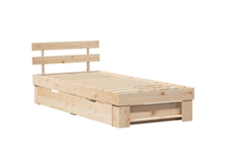Conjunto 1 Cama De Madeira Vidaxl Castanho Madeira De Pinho Maciça (90 X 200 Cm)