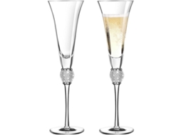 Vasos De Champán Con Piedras Strass Para Bodas Manijas Largas Vidrio Sin Plomo Elegantes 2 Piezas