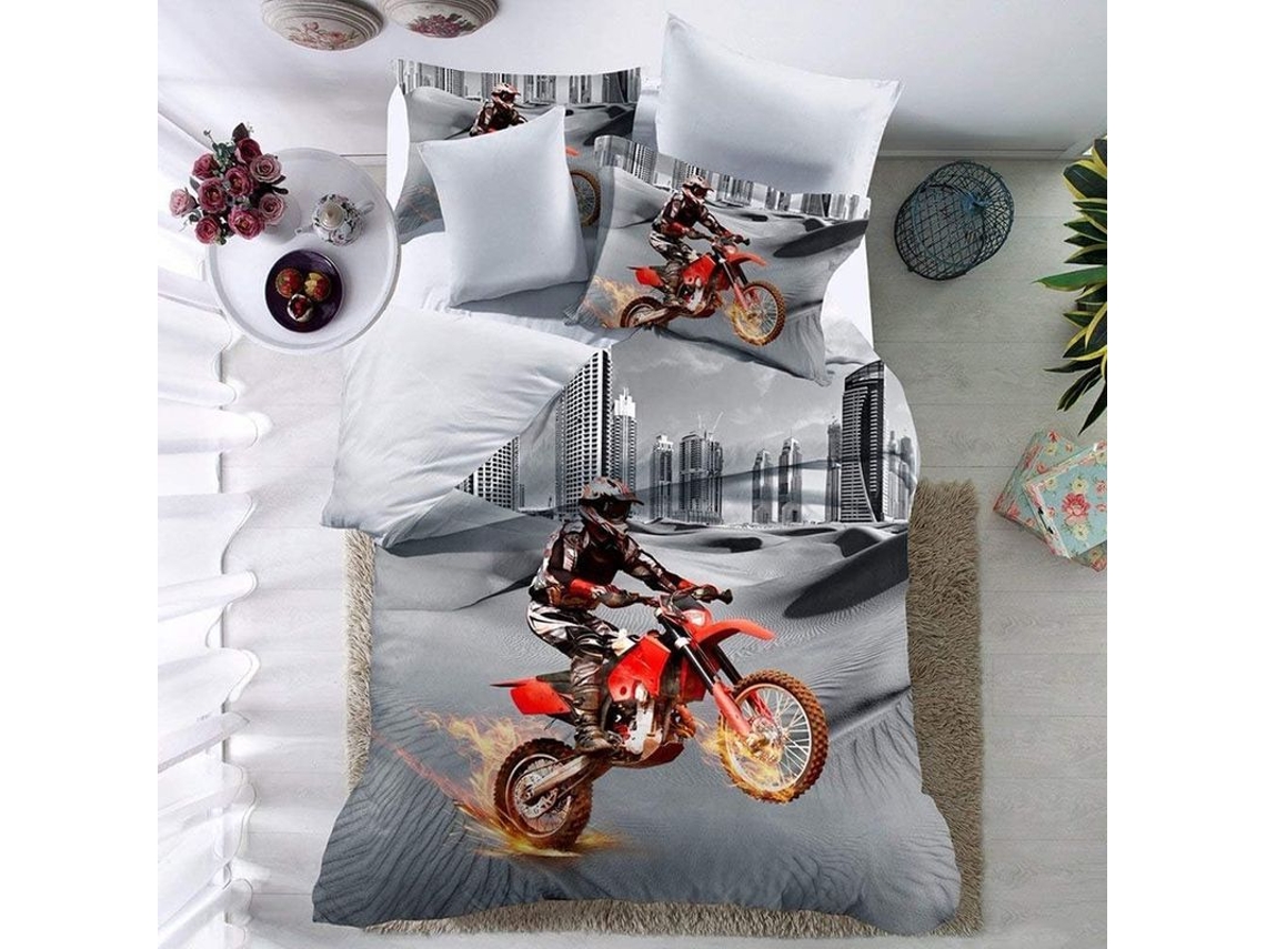 2026 conjunto de Edredón Y Funda de Almohada 3d Moto Cross Bedding 100% Poliéster (twin)