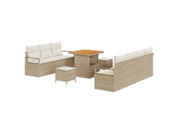 Maison Exclusive - Conjunto De Sofá De Jardim Com Almofada 10 Pcs Bege Vime Pe
