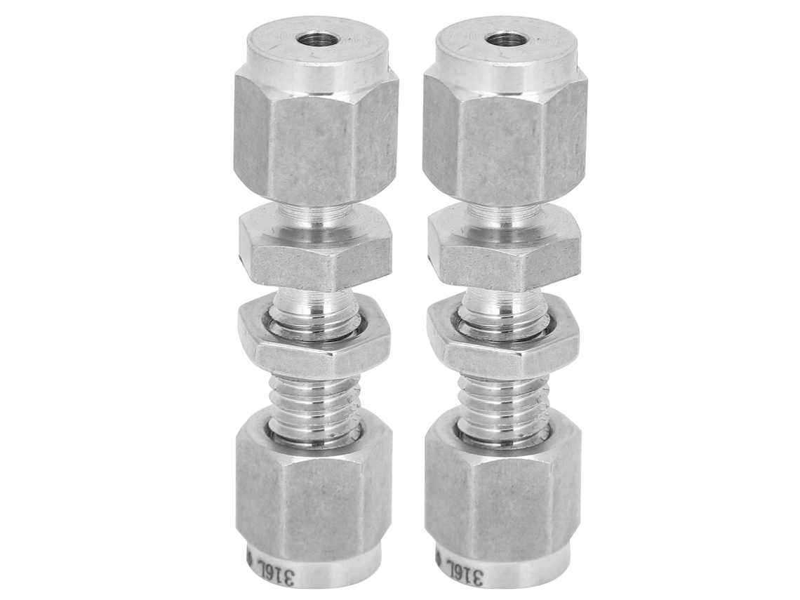 2 Peças Conector De Parede De Compressão Aço Inoxidável 316 Dobro Ferrulas Acessório Ф3