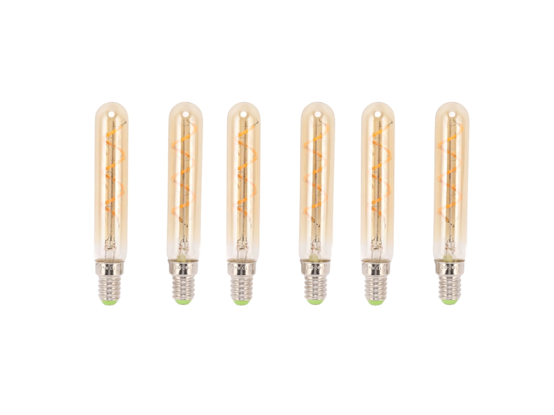 2 Pcs lâmpada LED tubular dourada E14 3W 220-240V para lustres, lâmpadas de parede e mesa | S/MARCA