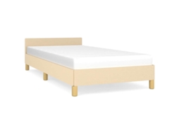 Estrutura de Cama com Cabeceira Tecido Creme 90x190 cm MAISON EXCLUSIVE