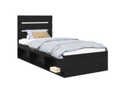 Conjunto 1 Estrutura De Cama Moderna Vidaxl Preto Derivados De Madeira (90 X 190 Cm)