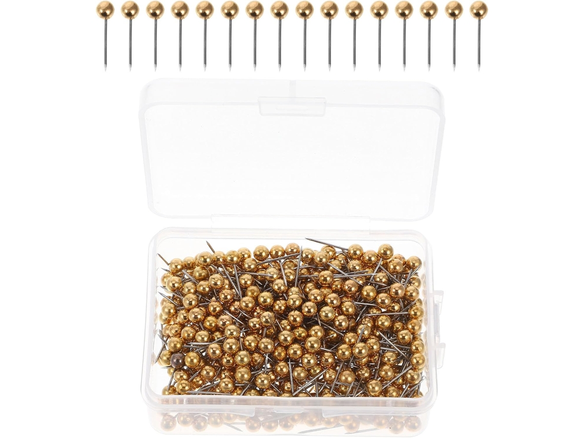 Homsfou Conjunto De 300-alfinetes Escritório Em Metal Dourado E Plástico, Design Compacto E Leve, Para Organização E