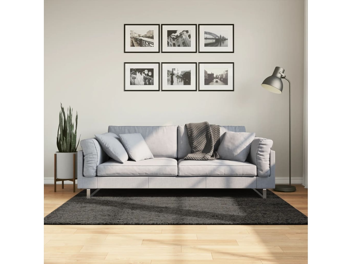 Vidaxl Tapete De Pelo Alto Aspeto Brilhante Istan 120x170cm Antracite
