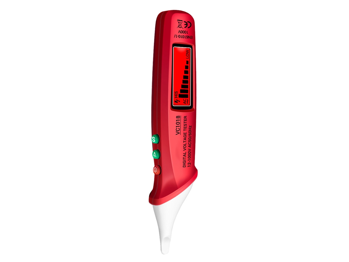 Lápis Teste Digital de Tensão Sem Contato 12v 1000v com Alarme Sonoro e Visual Vc1018