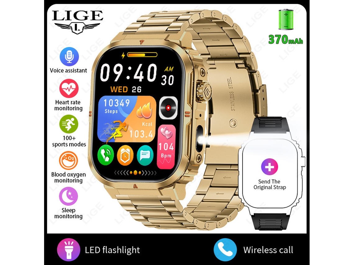 (dourado) Smartwatch Com Chamadas Bluetooth Multifuncionais E Monitoramento De Saúde