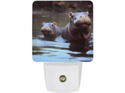 Luminária Noturna Hipopótamo Com Sensor, Luz Led Branca Quente, Lâmpada Econômica Quarto, Banheiro, Cozinha
